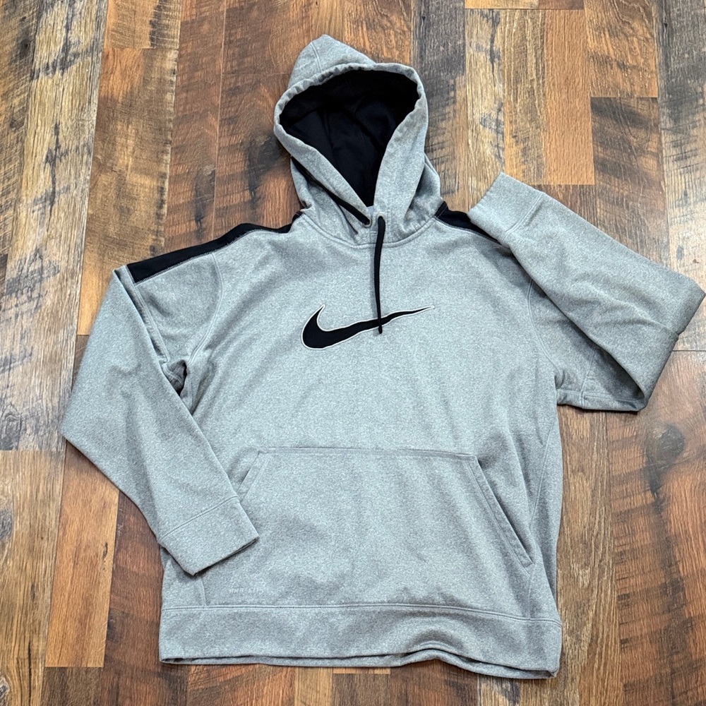 Nike Heather Gray Hoodie wBlack Swoosh Large